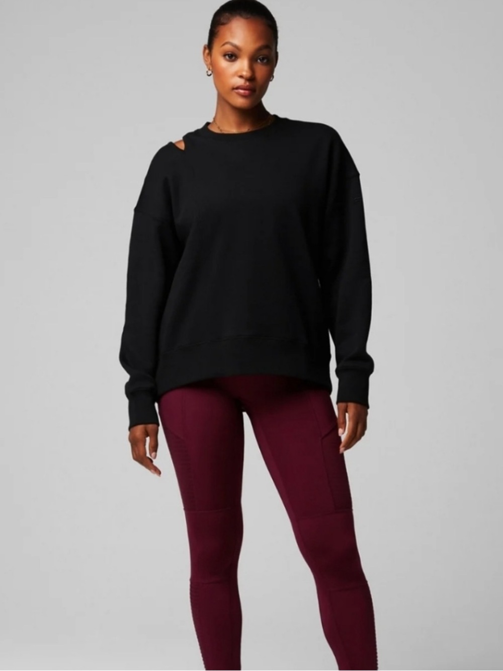 Fabletics | Black Cozy Fleece Cut Out Sweatshirt XXL